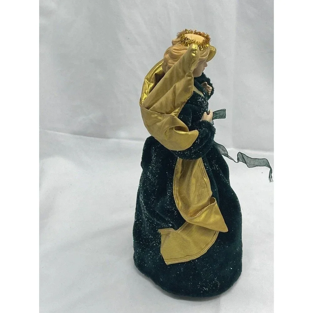 Christmas House Angel Tree Top Green Dress 11” Vintage RARE